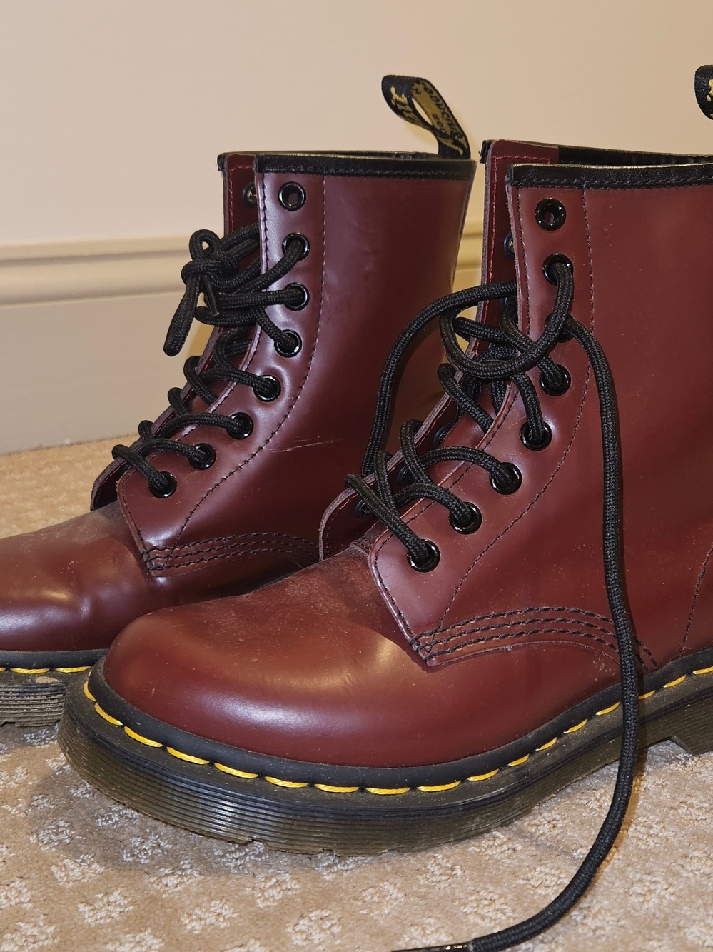 Dr. Martens Cherry Red Lace-Up Leather Boots